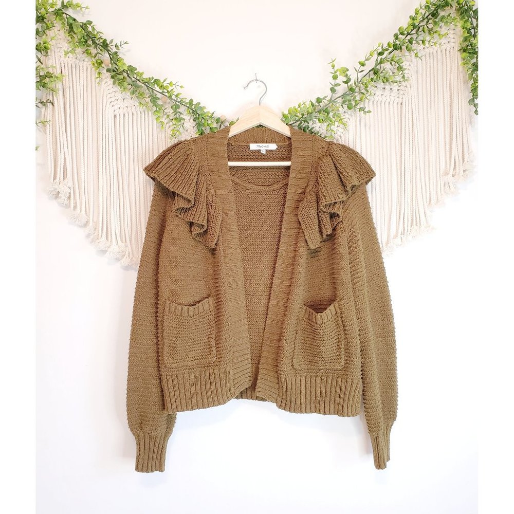 Madewell Green Ruffle Cardigan Sweater XXS - Picture 2 of 9